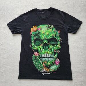 Mis Raices Cactus Skull Graphic Shirt Mens Medium Black Rhinestone Aguascaliente